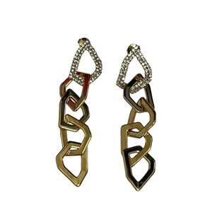 Adornia 14k gold plated pave swarovski crystal‎ drop link earrings